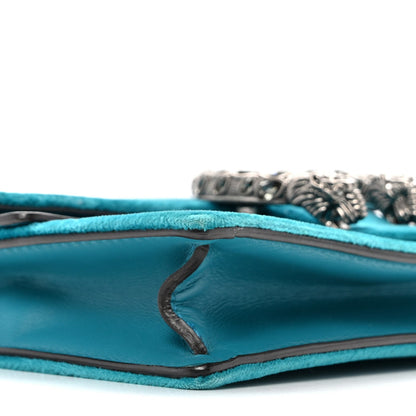 Velvet Super Mini Dionysus Shoulder Bag Pavone Cyan