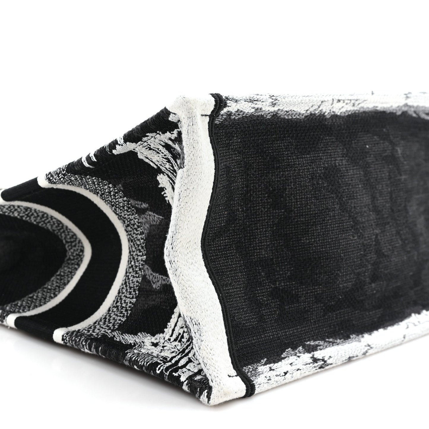 Canvas Embroidered Medium Paris Book Tote Black White