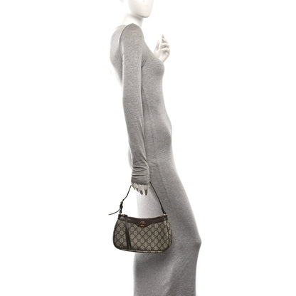 GG Supreme Monogram Textured Dollar Calfskin Small Ophidia Hobo Beige Ebony New Acero