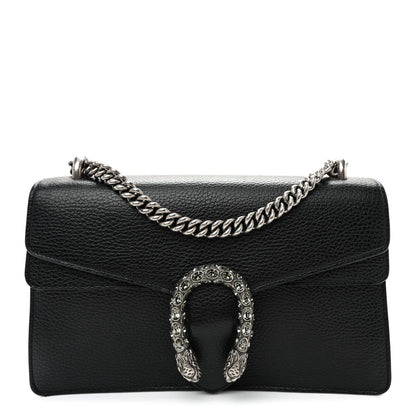 Pebbled Calfskin Small Dionysus Shoulder Bag Black