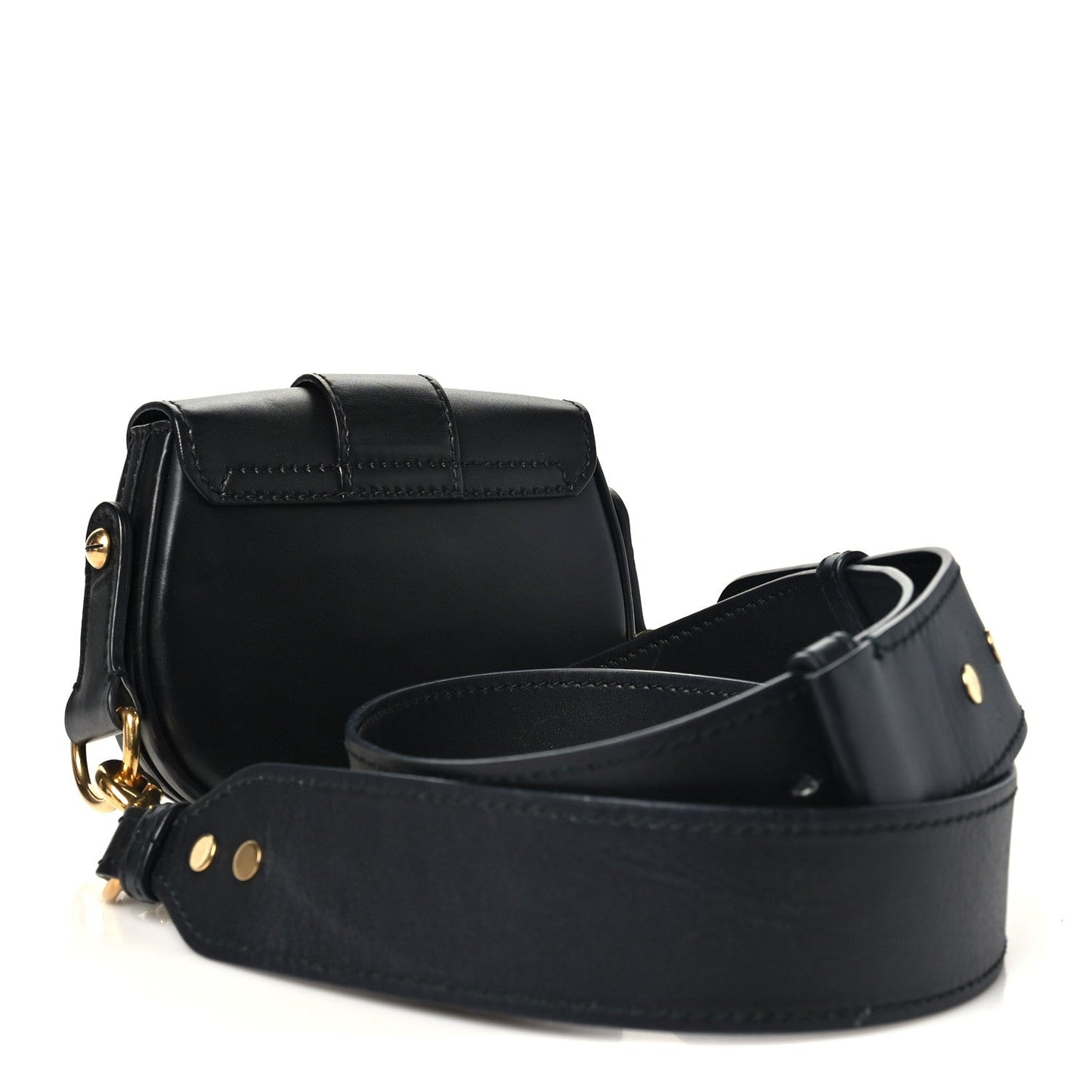 Calfskin Mini D Fence Saddle Bag Black