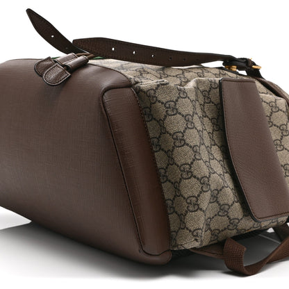 GG Supreme Monogram Medium Ophidia Double Buckle Backpack Brown
