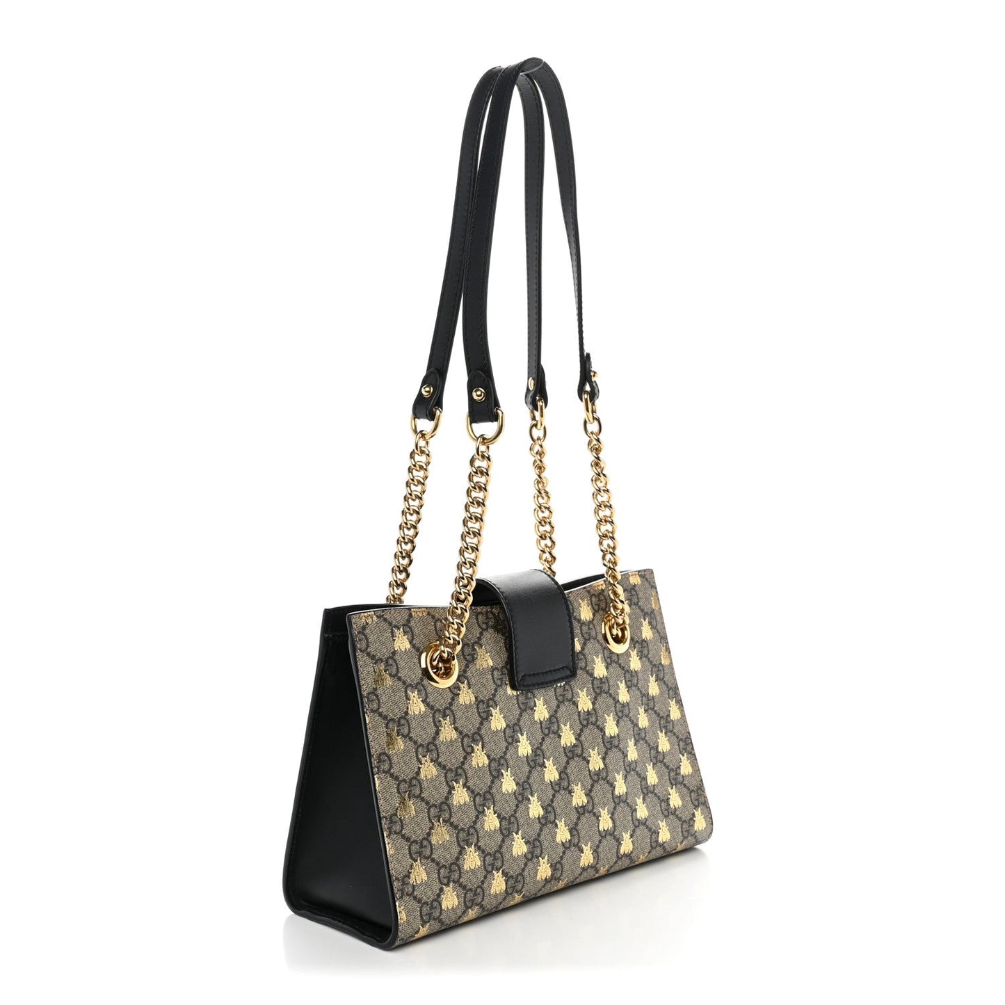GG Supreme Monogram Bees Small Padlock Tote Beige Oro Black