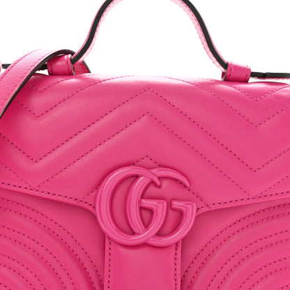 Calfskin Matelasse Monochrome Mini GG Marmont Top Handle Shoulder Bag Classic Fuxia