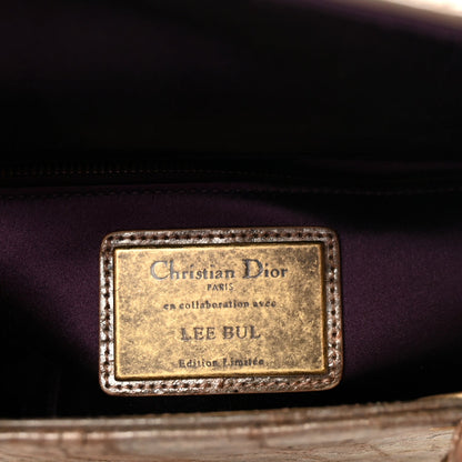 X LEE BUL Treated Calfskin Medium Lady Dior Art Bronze