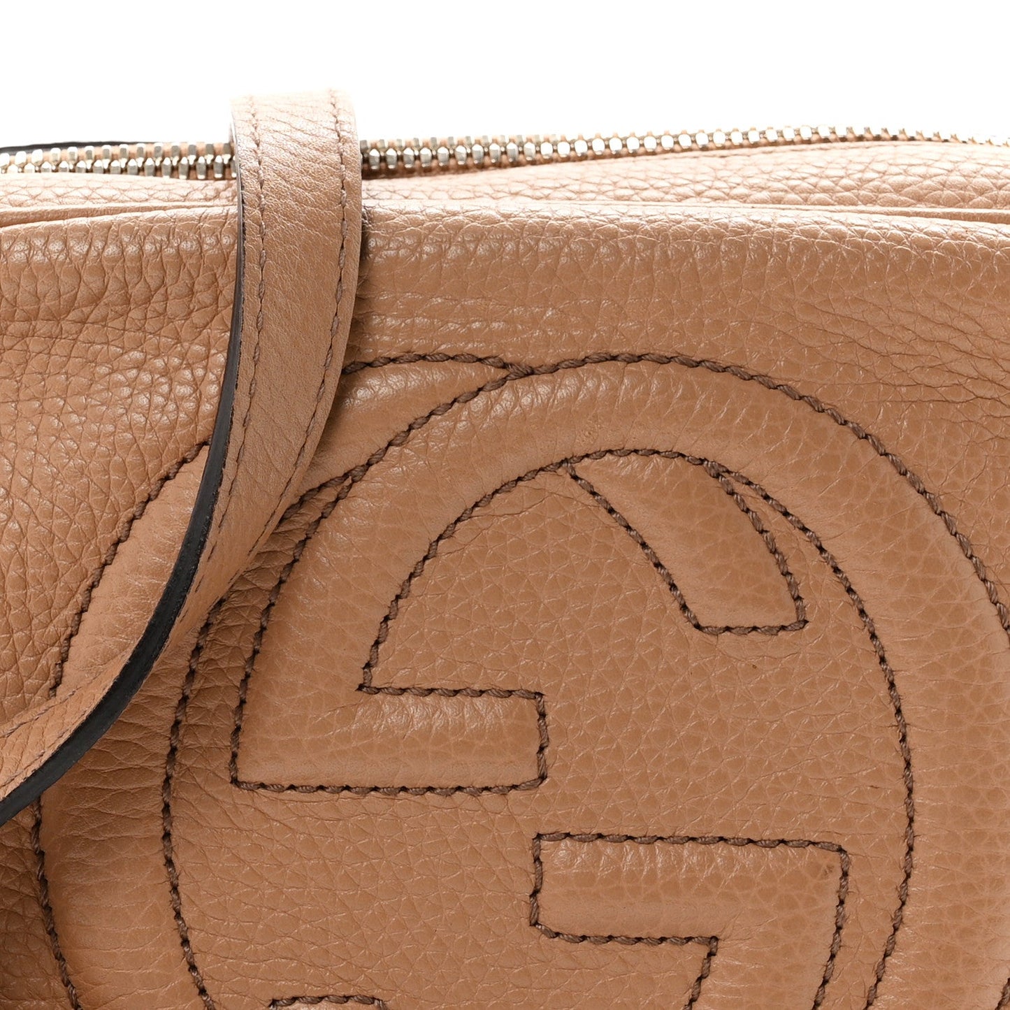 Pebbled Calfskin Small Soho Disco Bag Camelia
