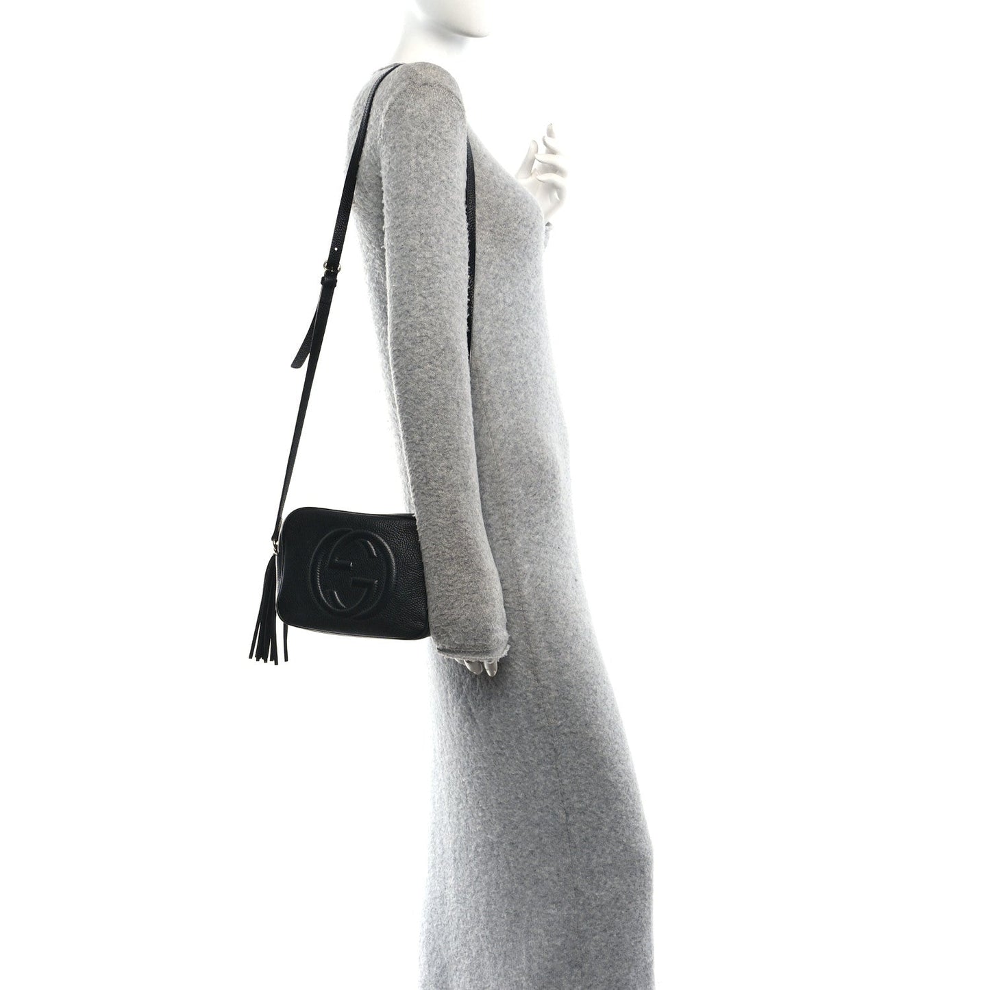 Pebbled Calfskin Small Soho Disco Bag Black