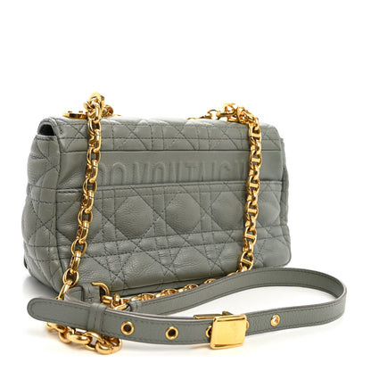 Calfskin Cannage Small Caro Bag Grey