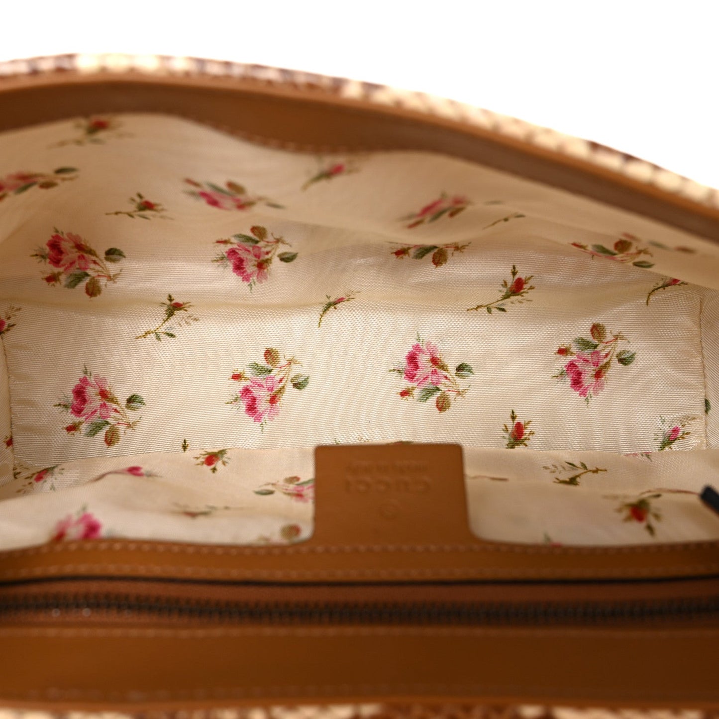 Raffia Elaphe Matelasse Small GG Marmont Shoulder Bag Natural Cream Brown