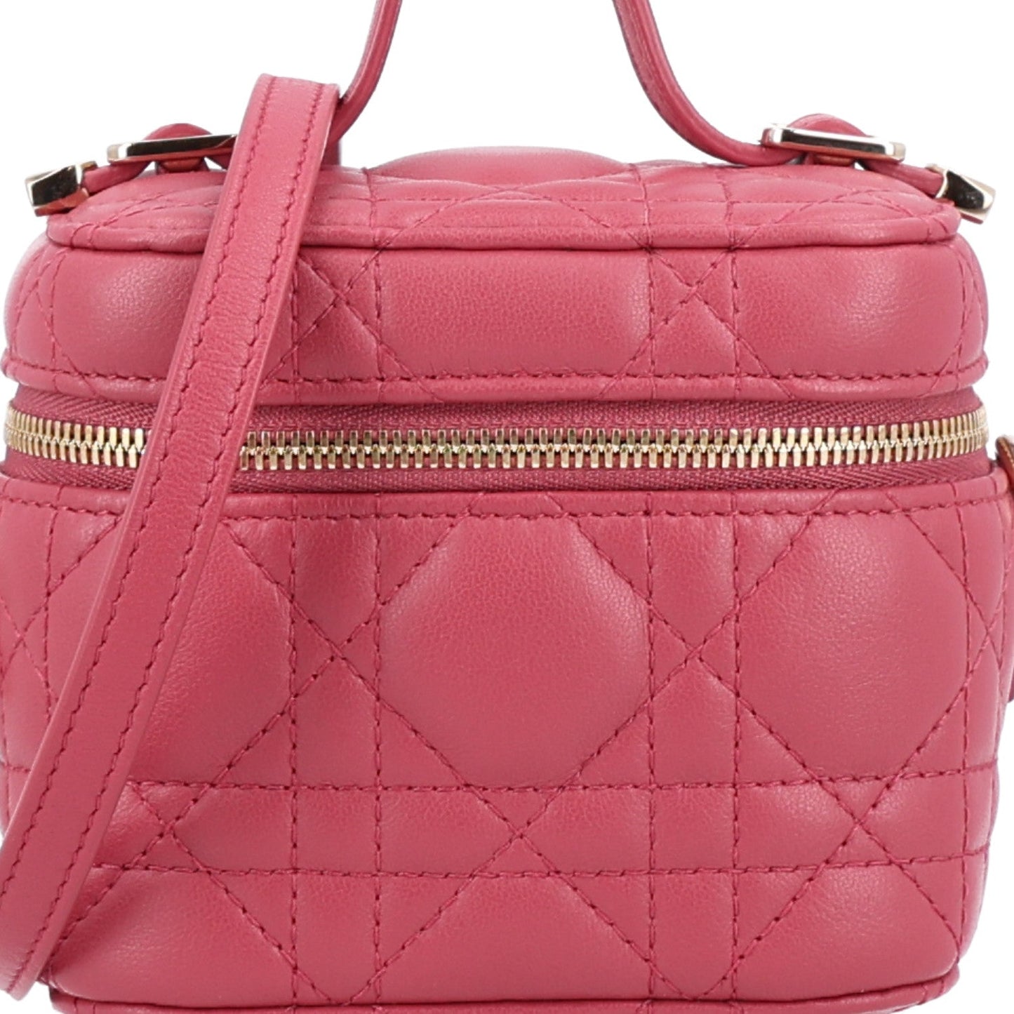 Lambskin Cannage Micro Vanity Case Strawberry Pink