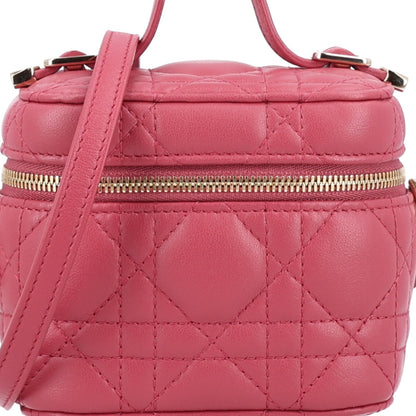 Lambskin Cannage Micro Vanity Case Strawberry Pink