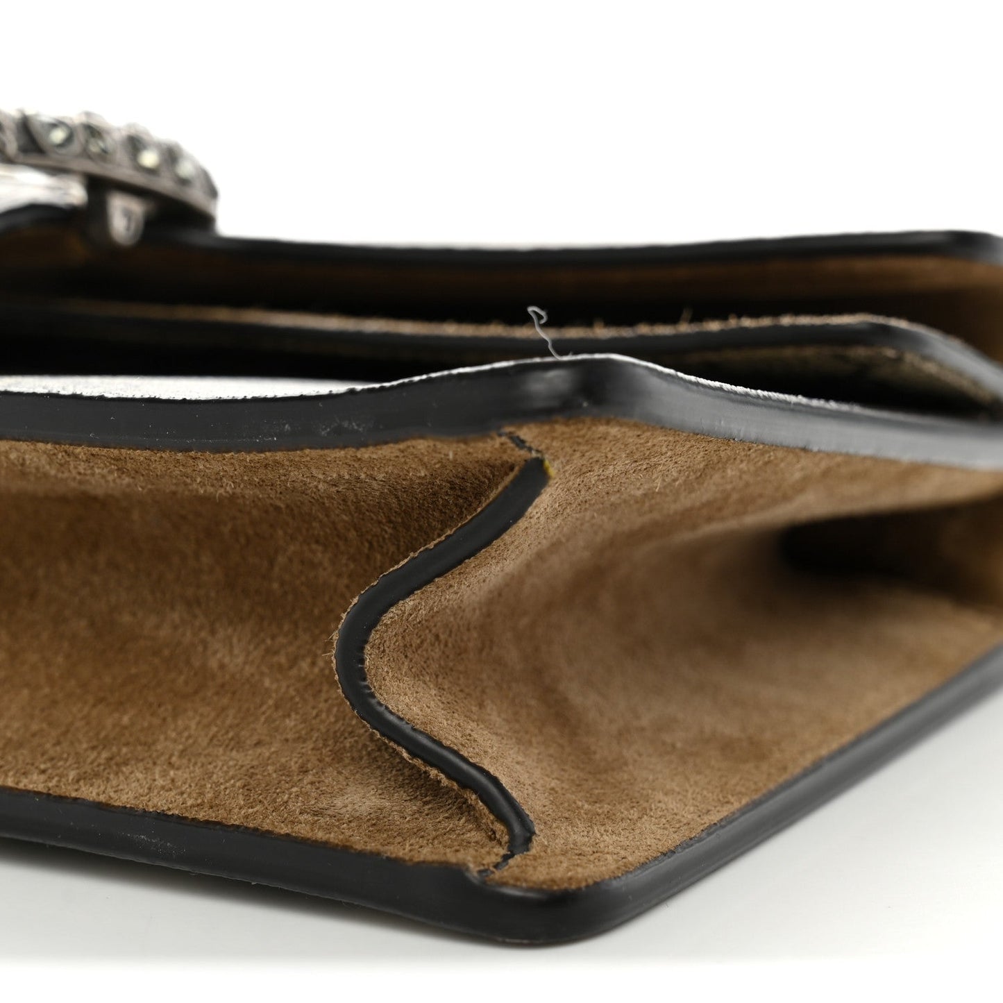 GG Supreme Monogram Suede Crystal Small Dionysus Shoulder Bag Beige Ebony Taupe