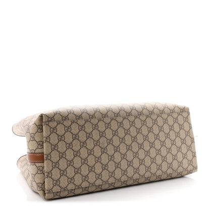 GG Supreme Monogram Emblem Large Tote Bag Beige Dark Brown