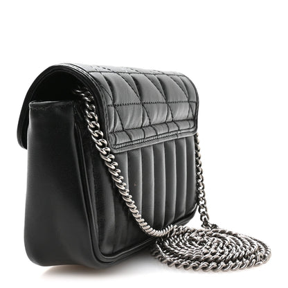 Calfskin Matelasse Aria Super Mini GG Marmont Shoulder Bag Black