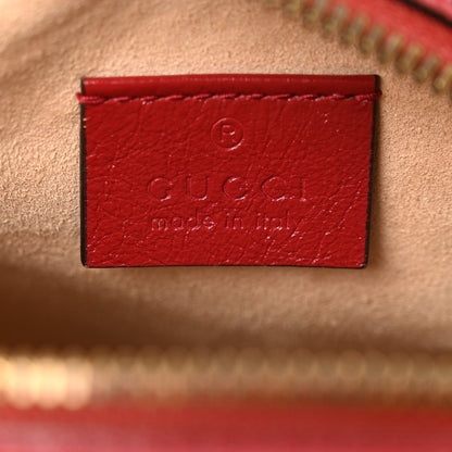 Glazed Calfskin Matelasse Heart Mini GG Marmont Round Shoulder Bag Romantic Cerise