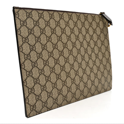 GG Supreme Monogram Neo Vintage Zip Wristlet Pouch Beige New Acero Crop