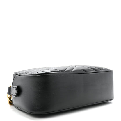 Calfskin Matelasse Small GG Marmont Chain Shoulder Bag Black