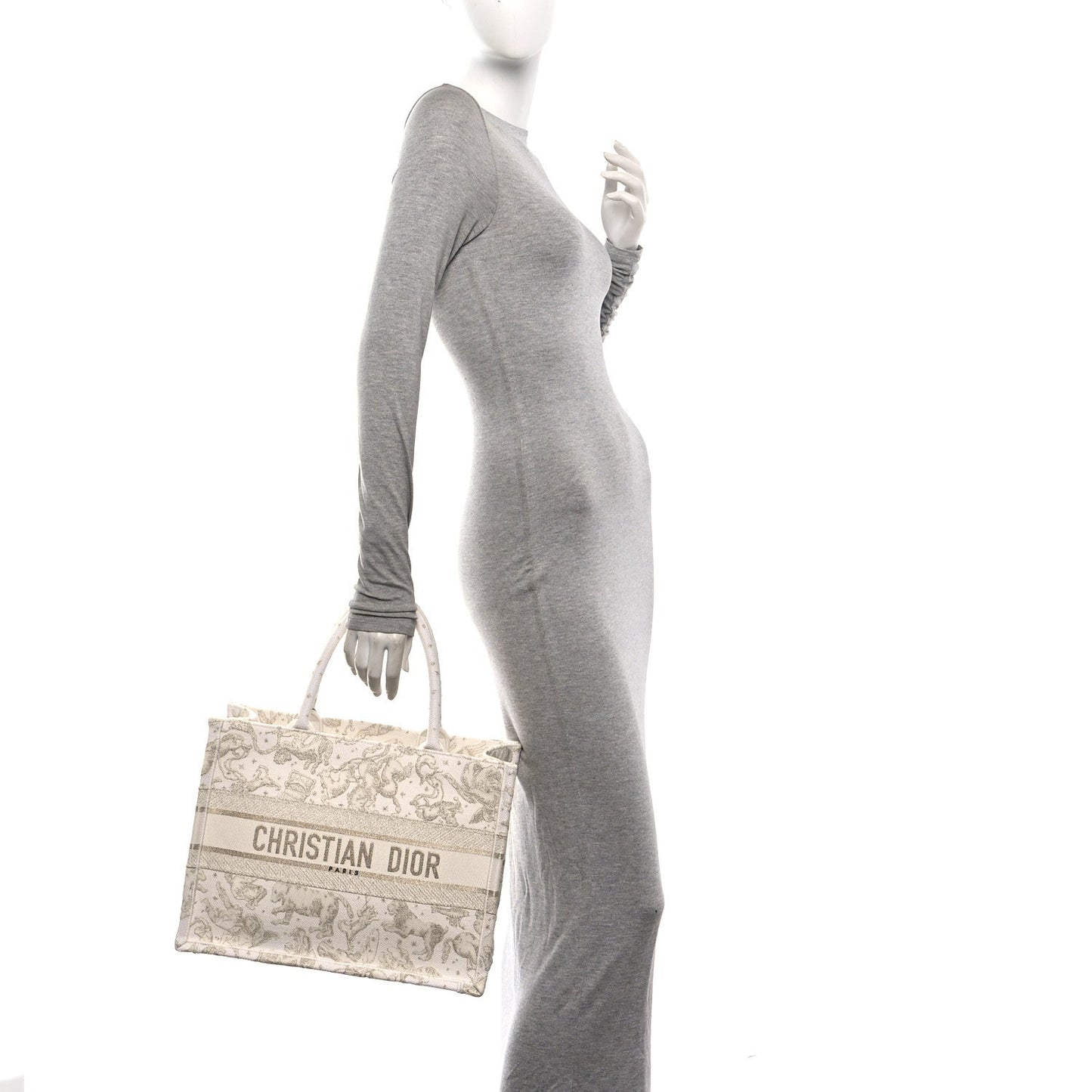 Canvas Embroidered Medium Saint Barth Zodiac Book Tote Gold