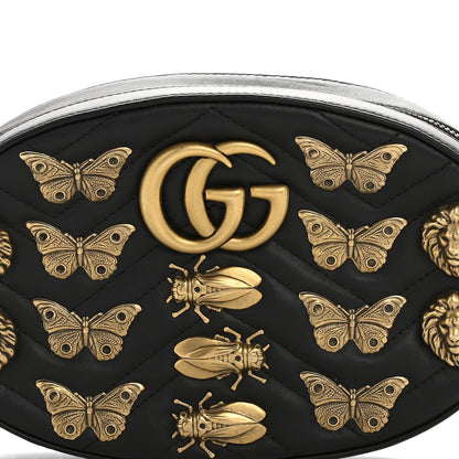 Calfskin Matelasse Animal Studs GG Marmont Belt Bag 85 34 Black