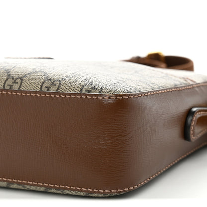GG Supreme Monogram Azalea Calfskin Retro Interlocking G Messenger Shoulder Bag Beige Ebony Brown Sugar