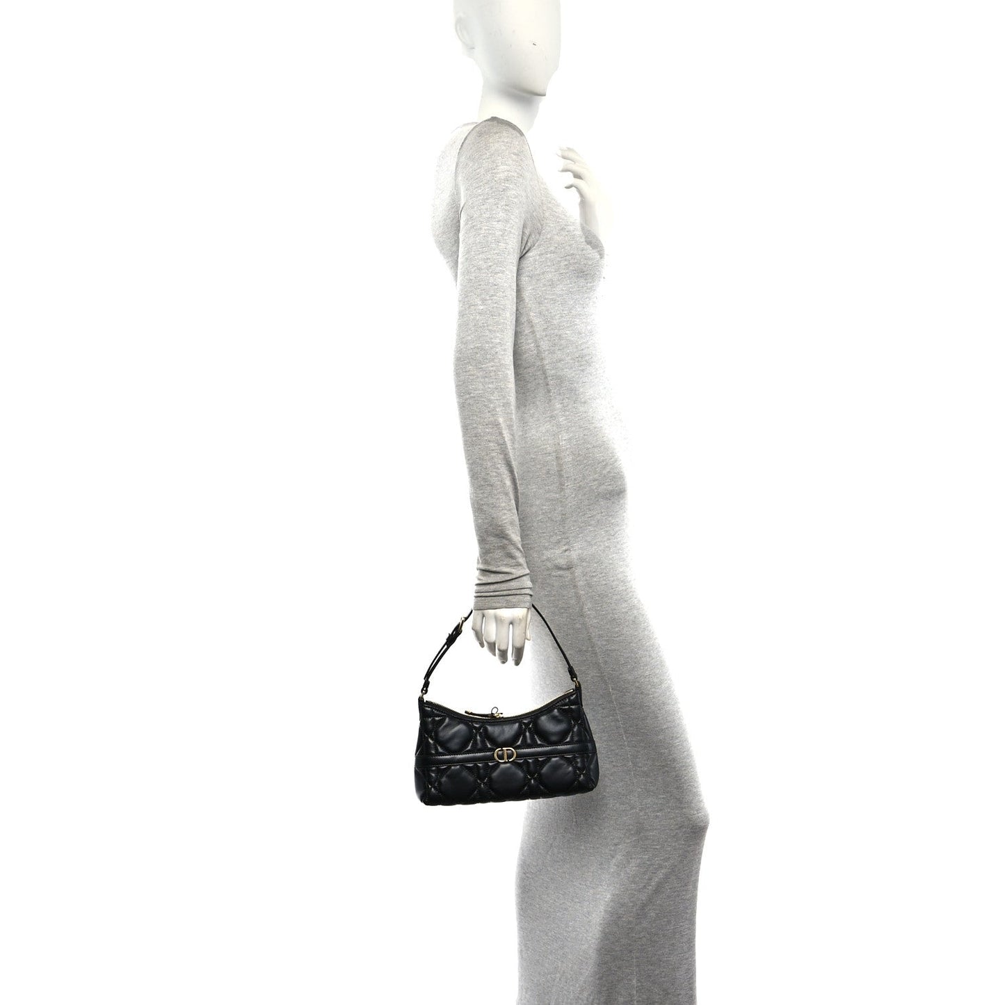 Calfskin Macrocannage Miss Caro Mini Hobo Bag Black