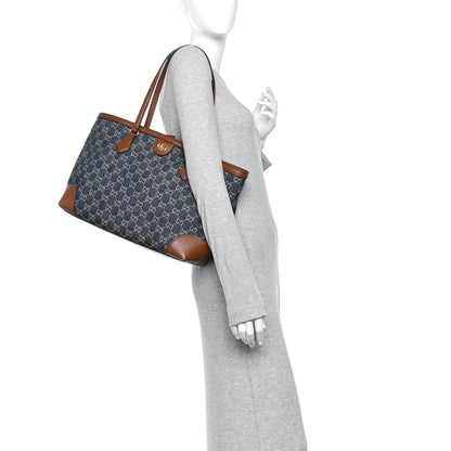 New Denim GG Monogram Medium Ophidia Shopping Tote Blue Tea Cuir