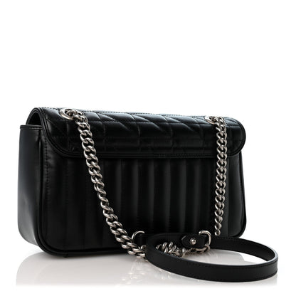 Calfskin Matelasse Aria Small GG Marmont Shoulder Bag Black