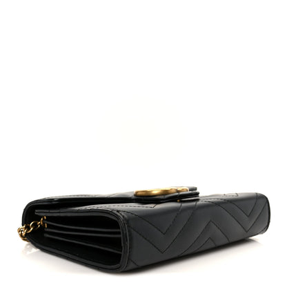 Calfskin Matelasse GG Marmont Chain Wallet Black