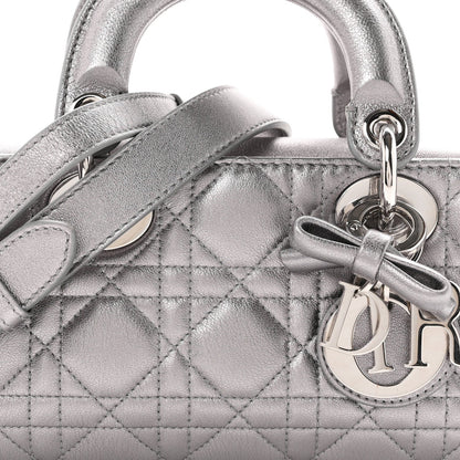 Metallic Lambskin Cannage Small Lady D-Joy