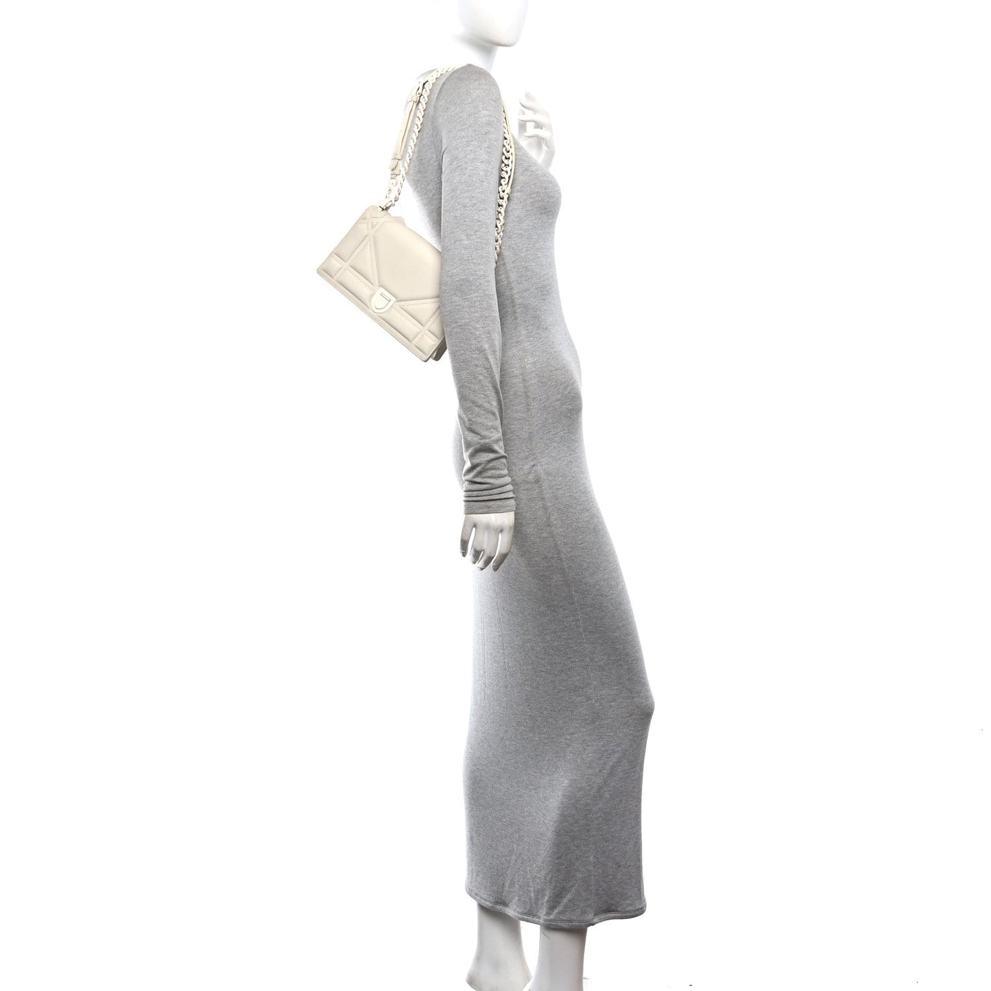 Ultra Matte Calfskin Small Diorama Flap Bag White