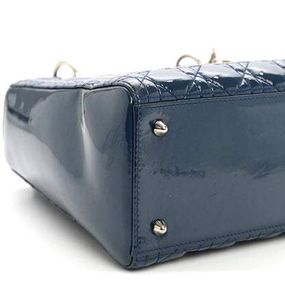 Patent Cannage Medium Lady Dior Blue