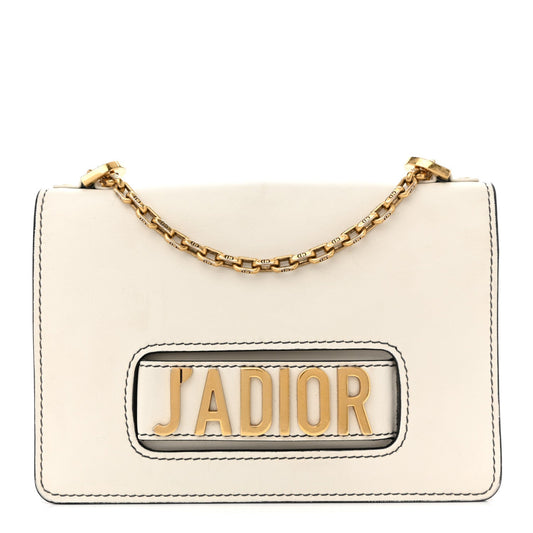 Calfskin J'Adior Chain Flap Bag Off White