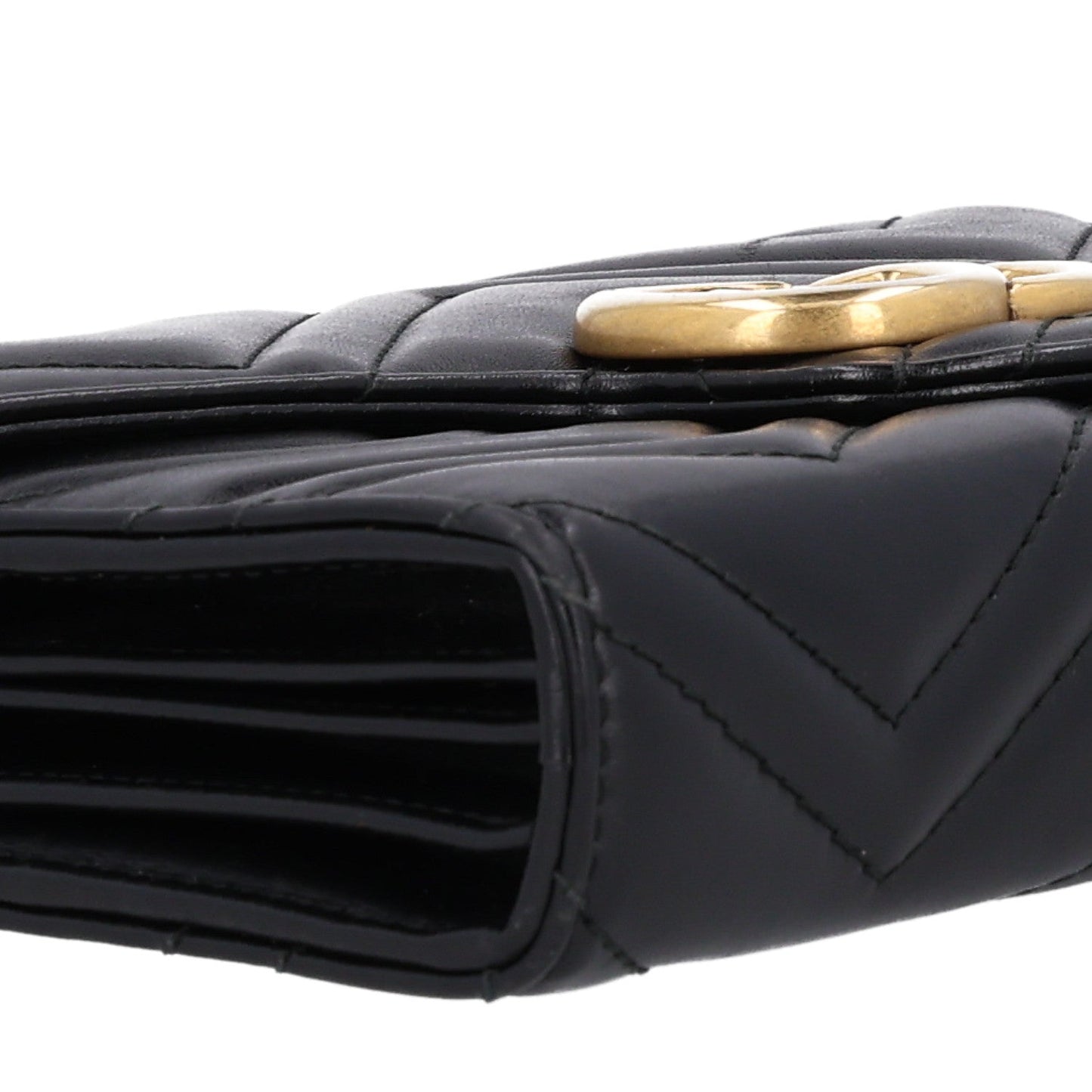 Calfskin Matelasse GG Marmont Chain Wallet Black