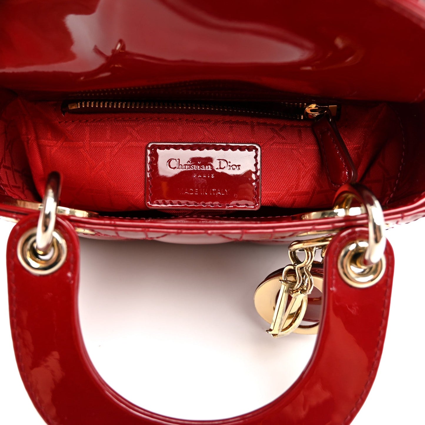 Patent Cannage Mini Lady Dior Red