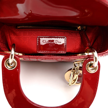 Patent Cannage Mini Lady Dior Red