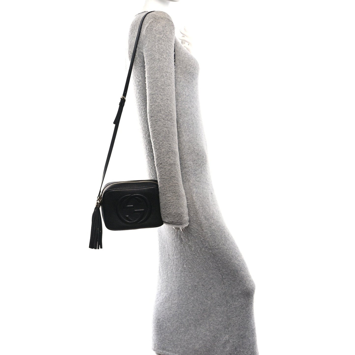 Pebbled Calfskin Small Soho Disco Bag Black