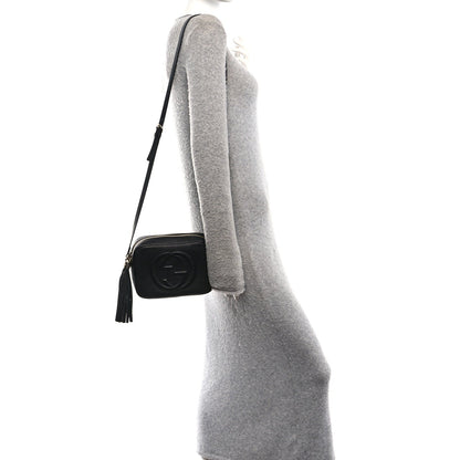 Pebbled Calfskin Small Soho Disco Bag Black