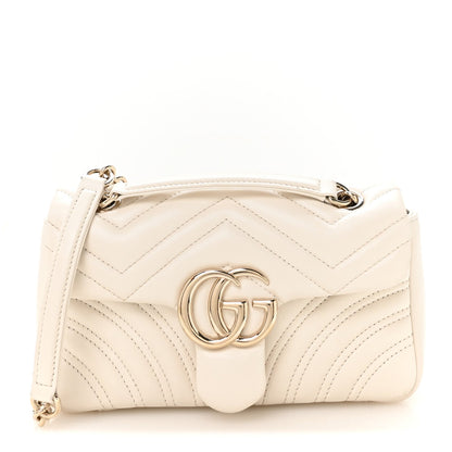 Lambskin Matelasse Small GG Marmont Shoulder Bag White