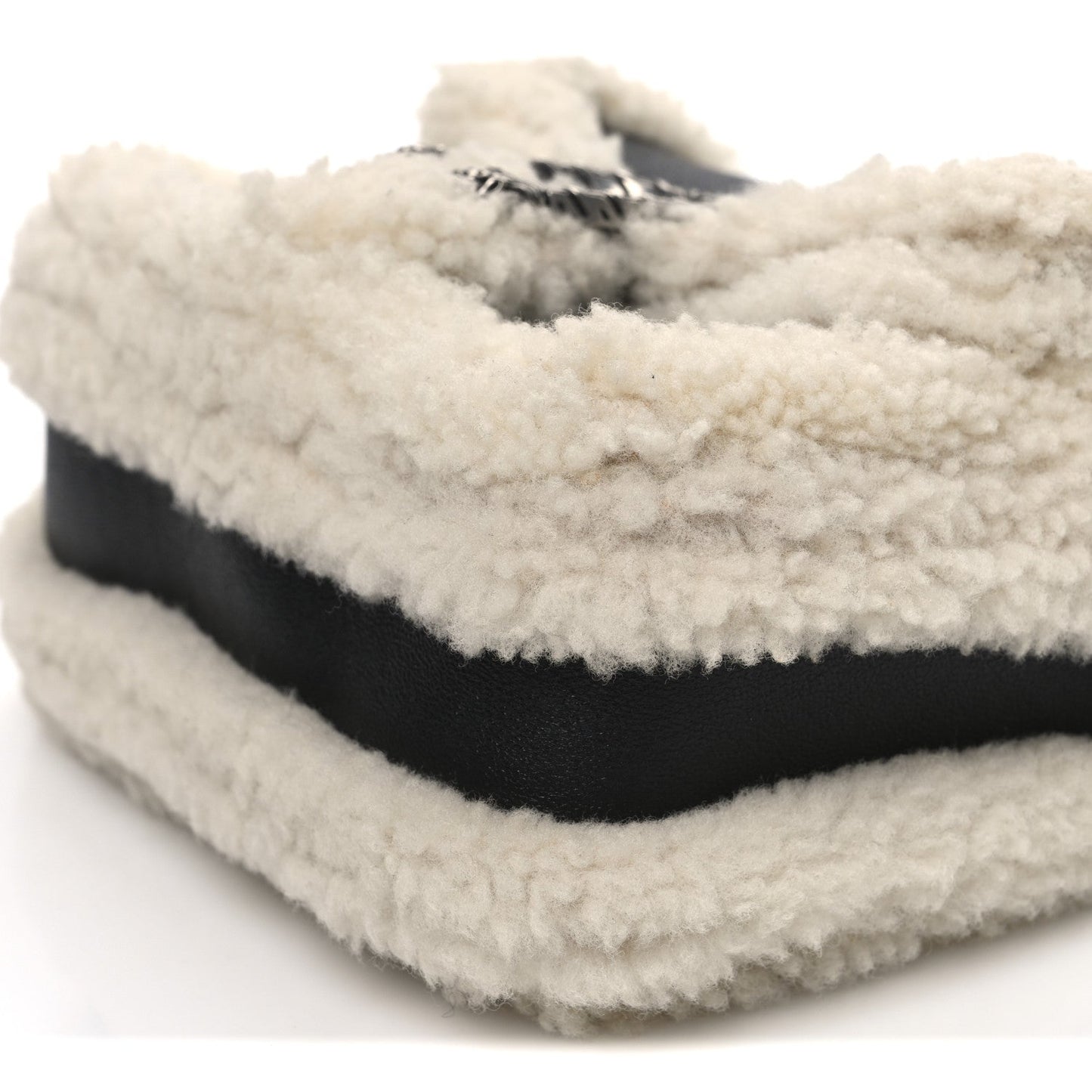 Sakai Be Green Calfskin Shearling Mini Dionysus Top Handle Bag Black
