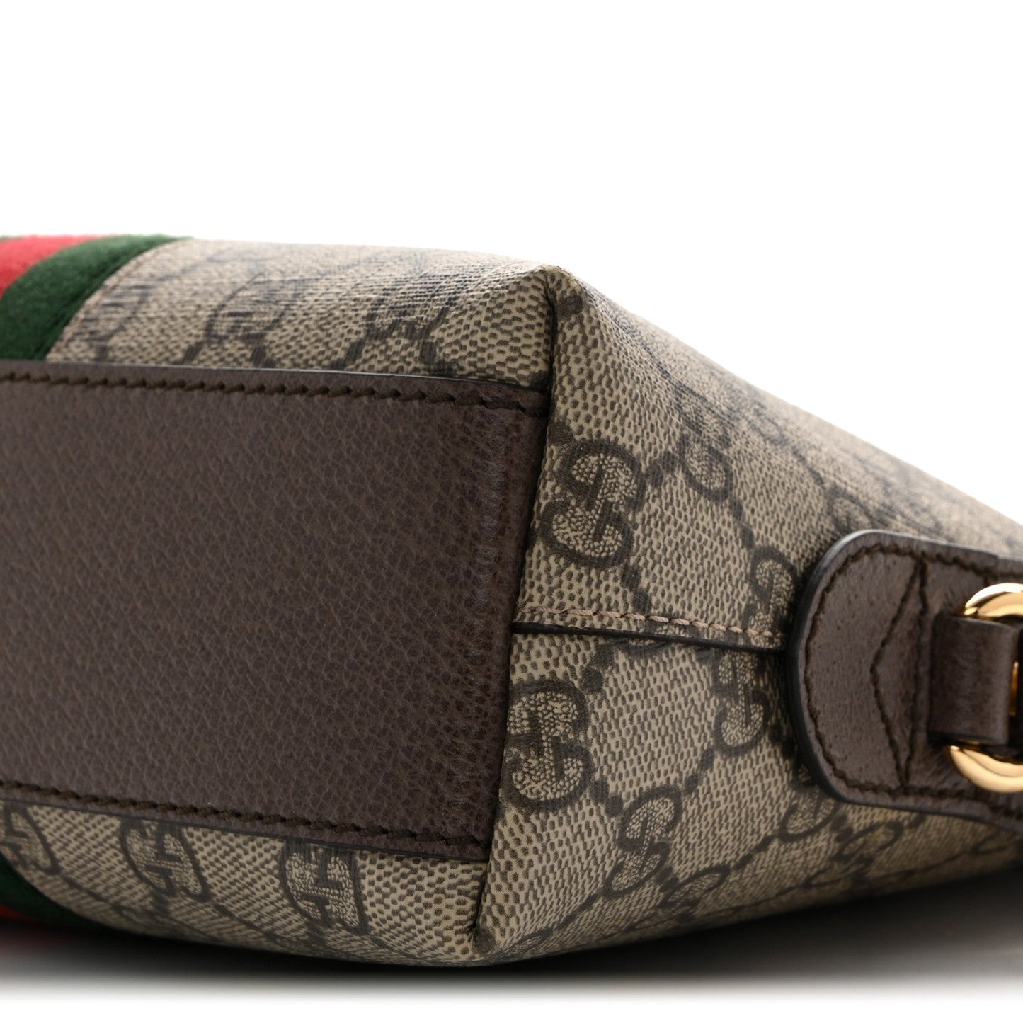GG Supreme Monogram Textured Dollar Calfskin Web Small Ophidia Dome Shoulder Bag Beige Ebony New Acero