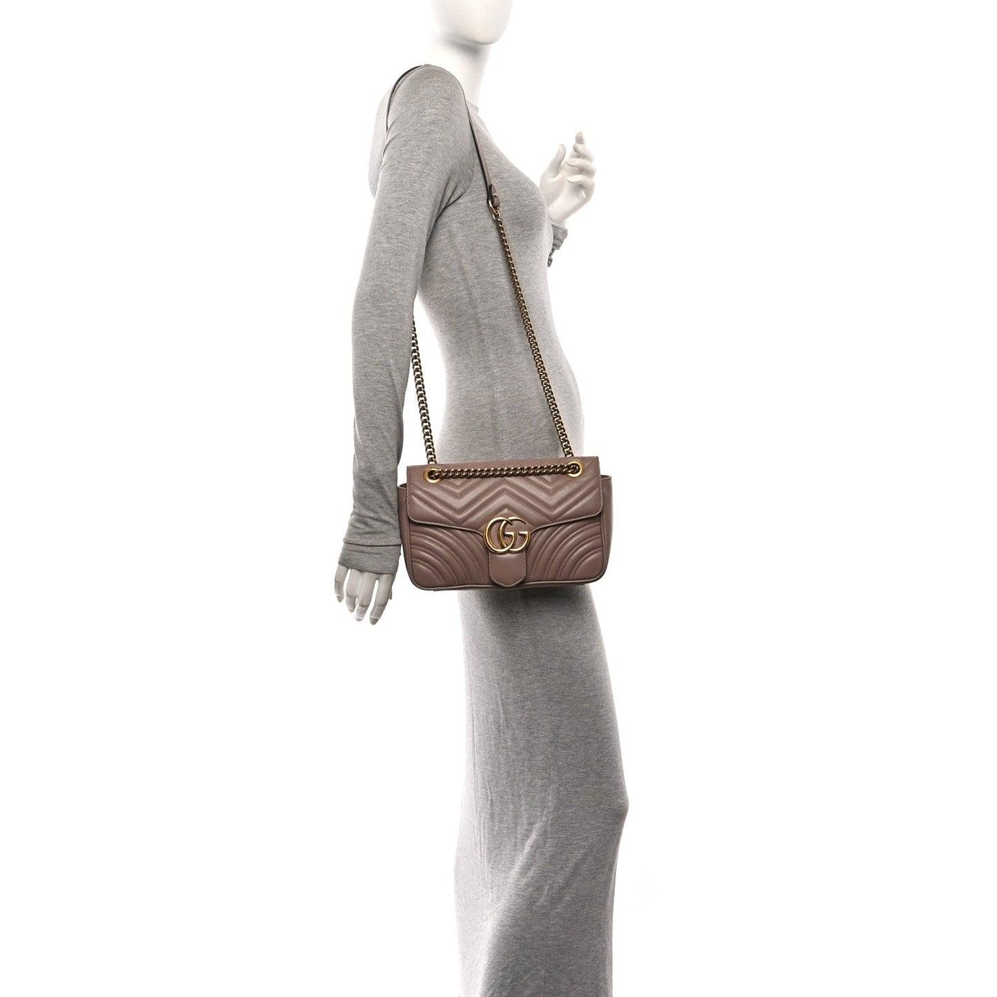 Calfskin Matelasse Small GG Marmont Shoulder Bag Porcelain Rose