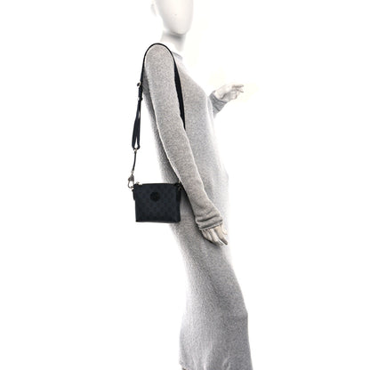 GG Supreme Monogram Azalea Calfskin Small Retro Interlocking G Wristlet Messenger Bag Black