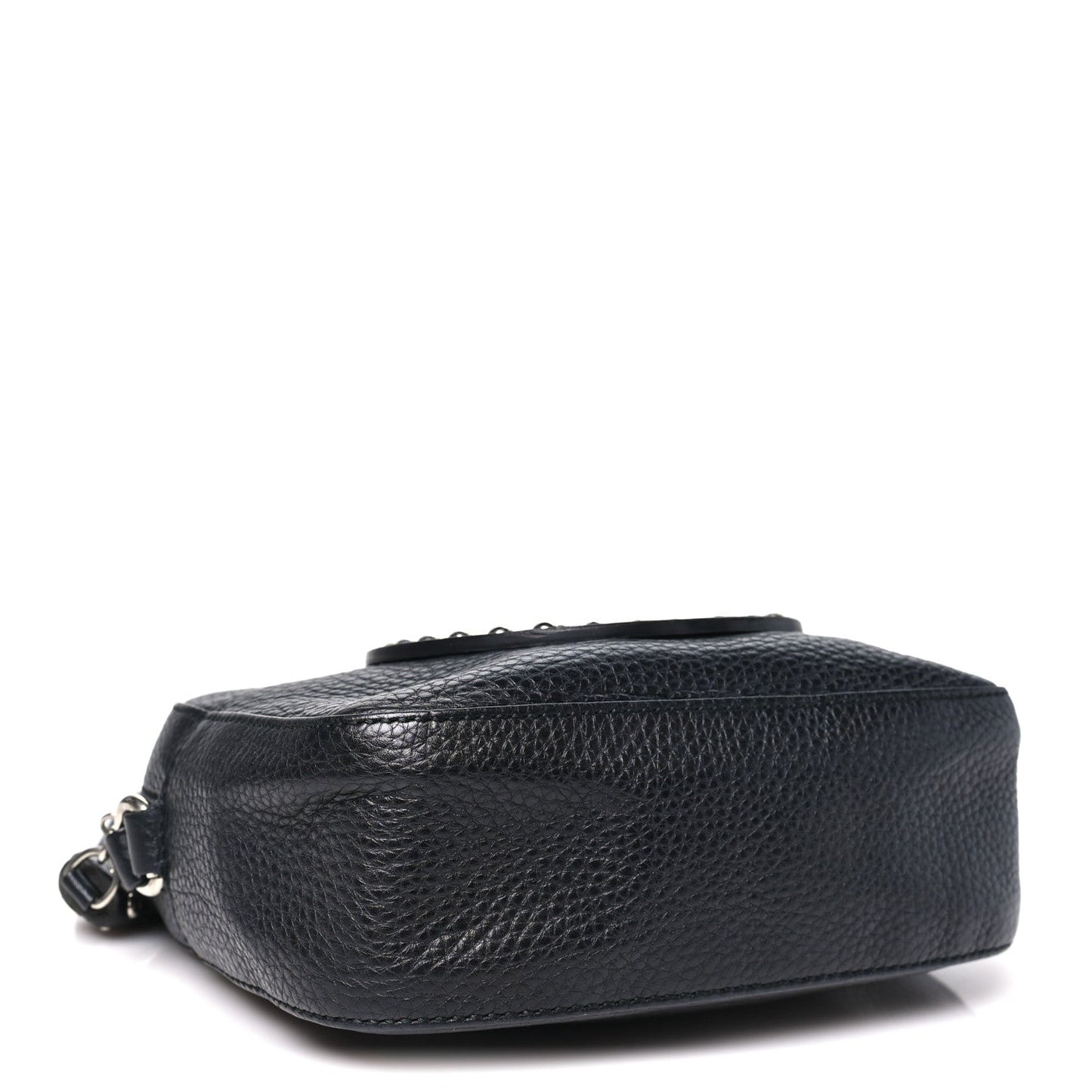 Pebbled Calfskin Studded Small Soho Disco Bag Black