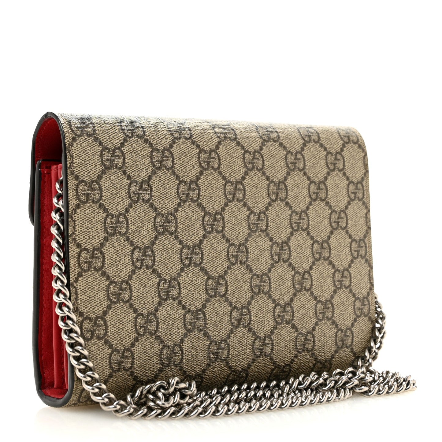 GG Supreme Monogram Mini Dionysus Chain Wallet Beige Vulcanic Red
