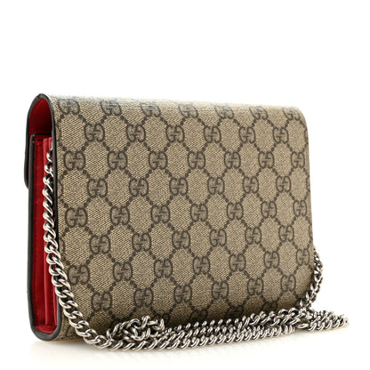 GG Supreme Monogram Mini Dionysus Chain Wallet Beige Vulcanic Red