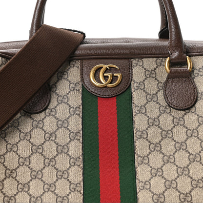 GG Supreme Monogram Textured Dollar Calfskin Web Large Savoy Bowling Bag Beige Ebony New Acero
