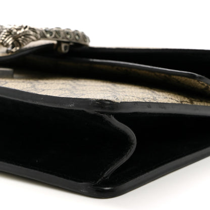 GG Supreme Monogram Suede Crystal Small Dionysus Shoulder Bag Beige Ebony Black