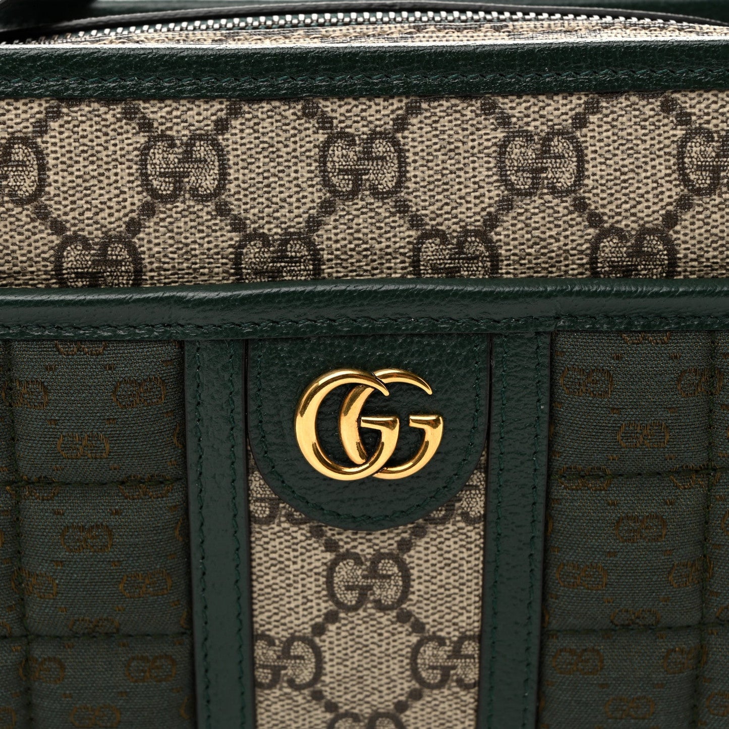 Monogram GG Mignon Textured Dollar Calfskin GG Supreme Monogram Quilted Mini GG Shoulder Bag Green Beige Ebony