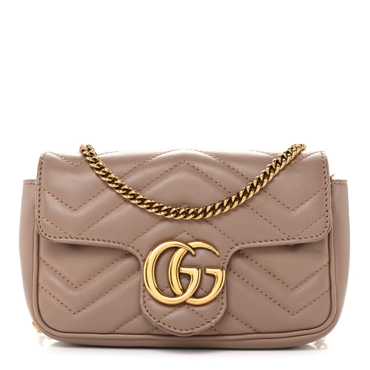 Calfskin Matelasse Super Mini GG Marmont Shoulder Bag Porcelain Rose
