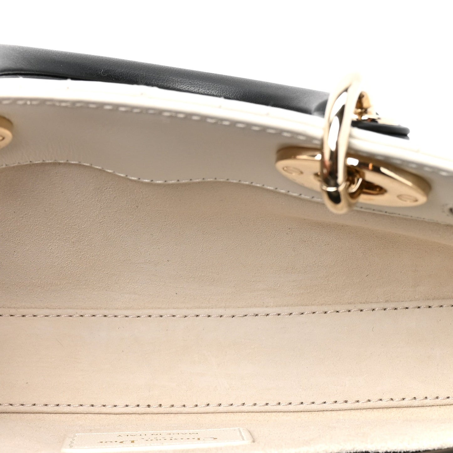 Lambskin Cannage Small Lady D-Joy Latte Black